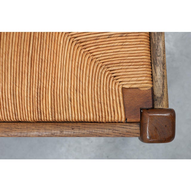 Rustic Oak Ladder-Back Chairs with Rush Seats, France, 1950s, Set of 6 For Sale - Image 18 of 18
