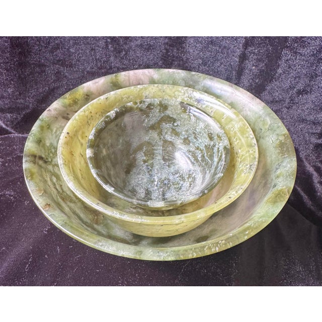 Trio of 20th Century Chinese Carved Serpentine Nesting Bowls - Set of 3 For Sale - Image 10 of 12