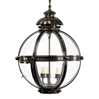 Brass and Bronze Globe Lantern For Sale