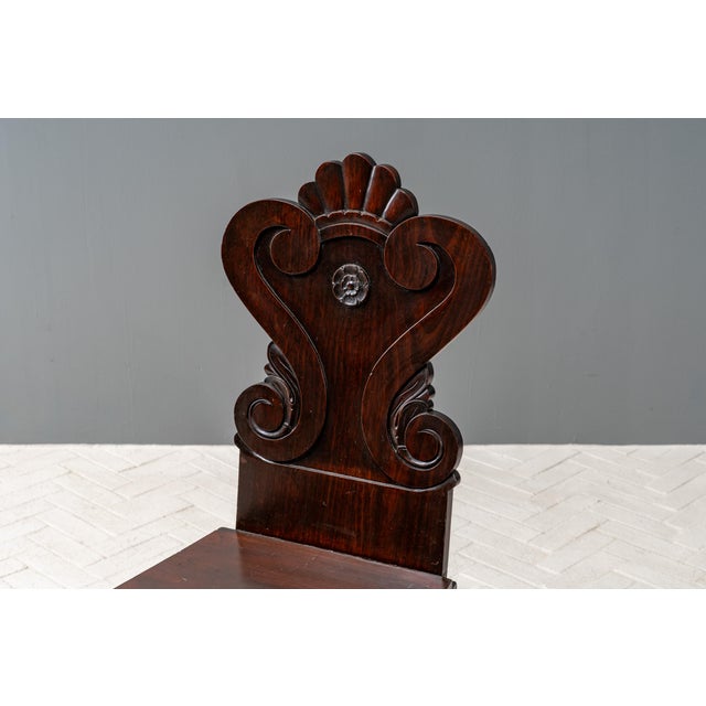 Wood Early 19th Century Pair of English Regency Hall Chairs For Sale - Image 7 of 15