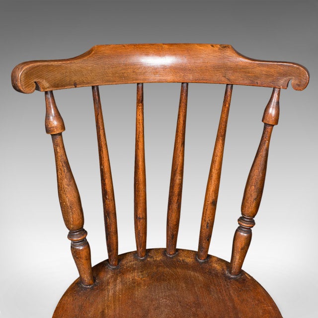 Set of 4 Antique Station Chairs, English Beech Dining Seat, Reception, Edwardian For Sale - Image 9 of 12