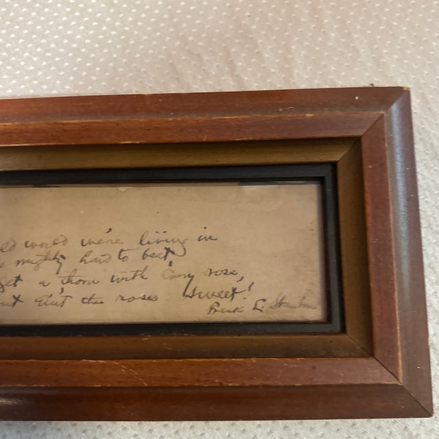 1970s Vintage Handwritten Quote, Signed and Framed For Sale - Image 5 of 7