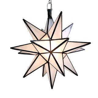 Frosted White Star Lantern Large For Sale
