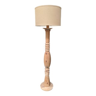 Vintage Sculptural Coastal Raw Wood Floor Lamp For Sale