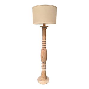 Vintage Sculptural Organic Modern Natural Wood Floor Lamp With Lampshade