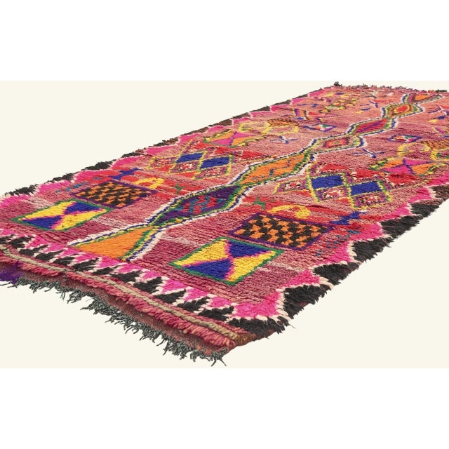 21993 Vintage Boujad Moroccan Rug, 03'08 x 07'10. The Sacred Lineage: A Vintage Boujad Moroccan Masterpiece of Bohemian...