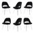 Saarinen Executive Armless Chairs in Noir Velvet - Set of 6 For Sale