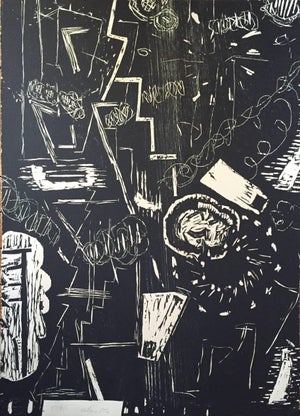 Katherine Porter, Large Abstract Woodblock Print American Woman Modernist