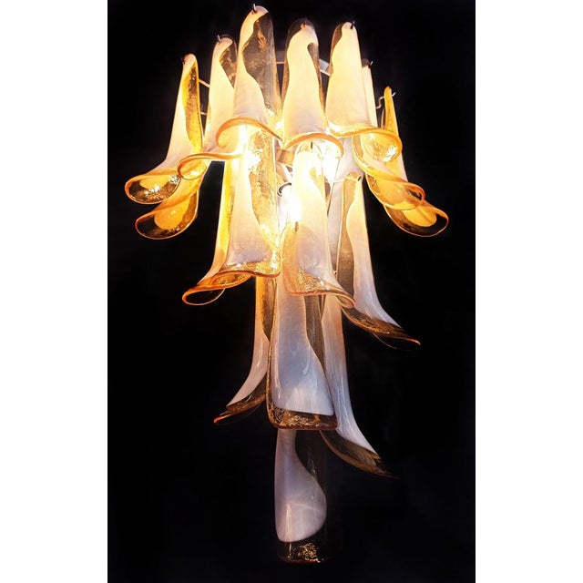 Vintage Italian Murano Wall Lights with 16 Caramel and Lattimo Glass Petals, 1979, Set of 2 For Sale - Image 6 of 16