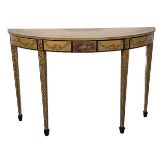 George III Style English Painted Demilune Console, Circa 1920 For Sale