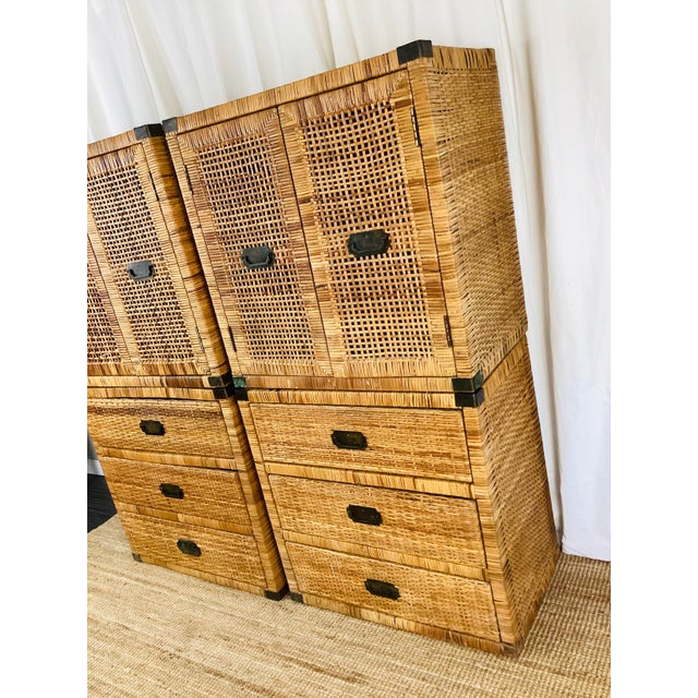 Vintage Pair of Chest on Chest Dressers 4 pc set, includes 2 top pieces with shelf & 2 bottom chests with 3 drawers each....