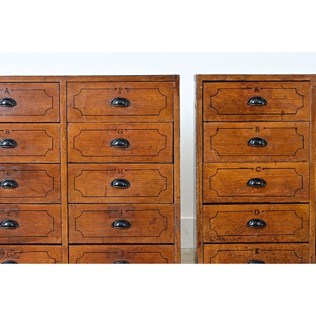 19th Century Pair of English Painted Pine File Drawers For Sale - Image 4 of 10