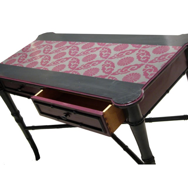 Lacquered & Stenciled Faux Bamboo Console For Sale - Image 5 of 8