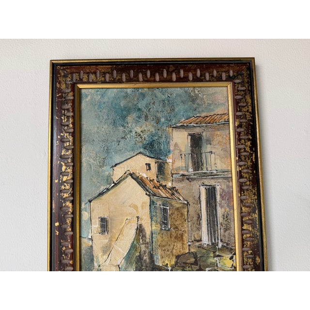Vintage European Village Landscape Oil on Canvas Painting – Framed For Sale - Image 4 of 12