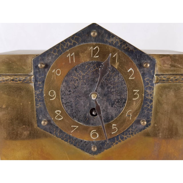 Vintage Art Deco Console Clock in Brass Case, 1930 For Sale - Image 10 of 18