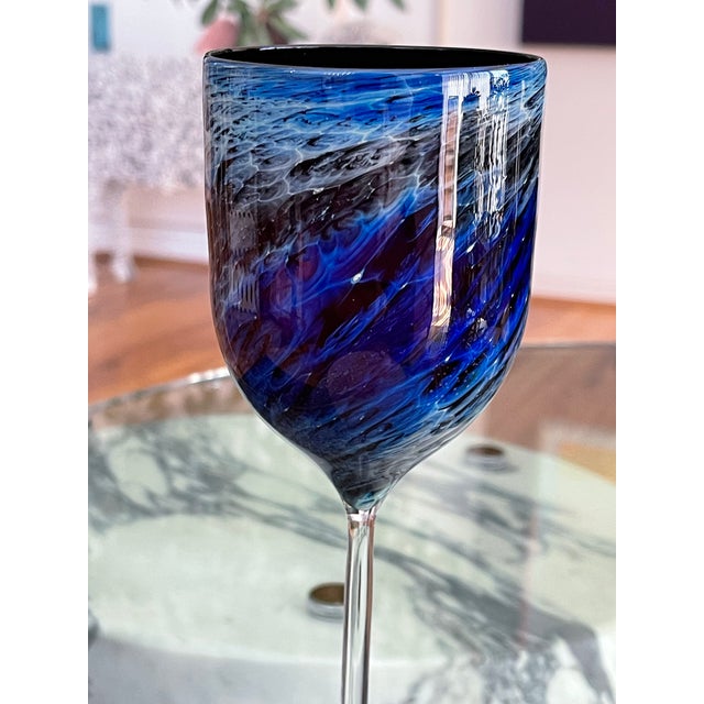 1980s Stunning Josh Simpson Blue New Mexico Goblets - a Pair For Sale - Image 4 of 4