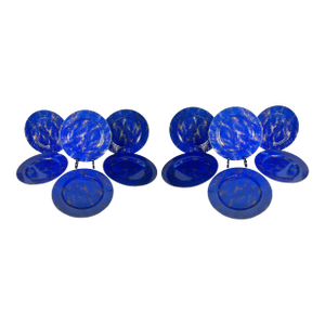 Mid 20th Century Neiman Marcus Lapis Lazuli Porcelain Chargers - Set of 12