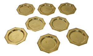 Italian Modern Hexagonal Service Plates in Brass, 1970s, Set of 8