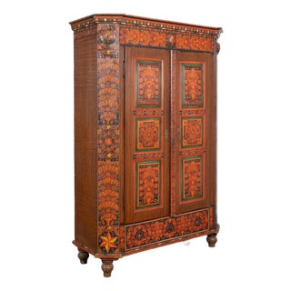 19th-Century Original Red Painted Hungarian Armoire For Sale