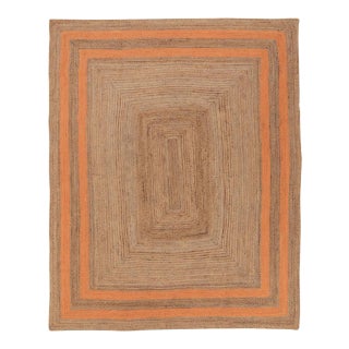 Orange Border Rectangle Jute Handmade Rug 2'x4' Ft. For Sale