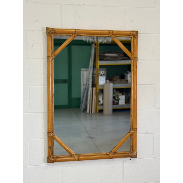 1970s Bamboo and Leather Mirror, 1970s For Sale - Image 5 of 12