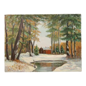 1980s 'Winter Reflections' Original Oil Painting by Ann Yost Whitesell