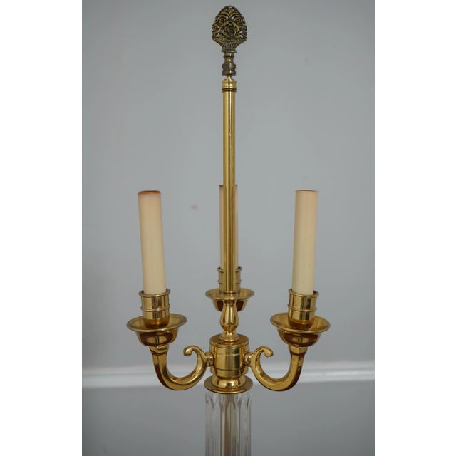Candelabra Design Glass Column & Brass Table Lamp For Sale - Image 4 of 10