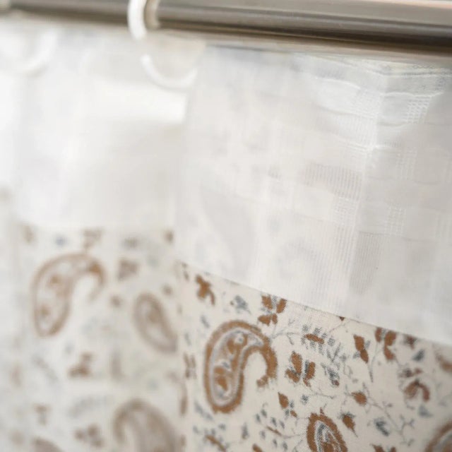 Industrial Decorative Coloured Linen Curtain Hand Block Print With Floral Motifs Size 54"Wx120"L- Keri Jaal For Sale - Image 3 of 6