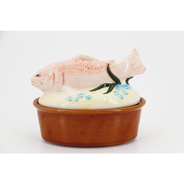 1970s Portuguese Majolica Salmon Pâté Tureen For Sale - Image 4 of 10