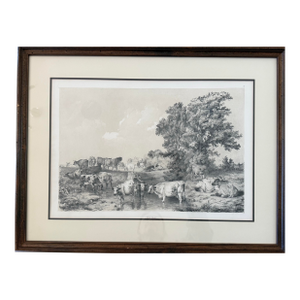 Framed Thomas Sidney Cooper Tinted Lithograph