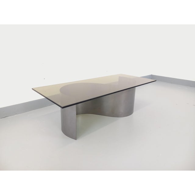 Vintage Space Age Rectangular Coffee Table in Steel and Smoked Glass, 1970s For Sale - Image 17 of 17