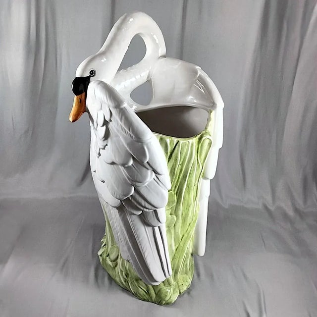 Large Vintage Italian Ceramic Standing Swan Jardinière/Planter For Sale - Image 6 of 12