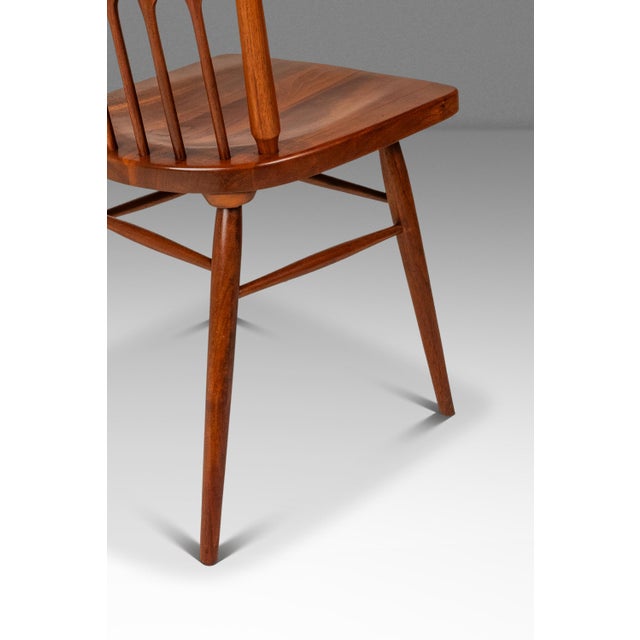 Set of Six (6) Mid-Century Modern (2 Arm + 4 Side) Windsor "Centennial" Chairs in Walnut Attributed to Kipp Stewart for Drexel, Usa, C. 1960's For Sale - Image 16 of 18