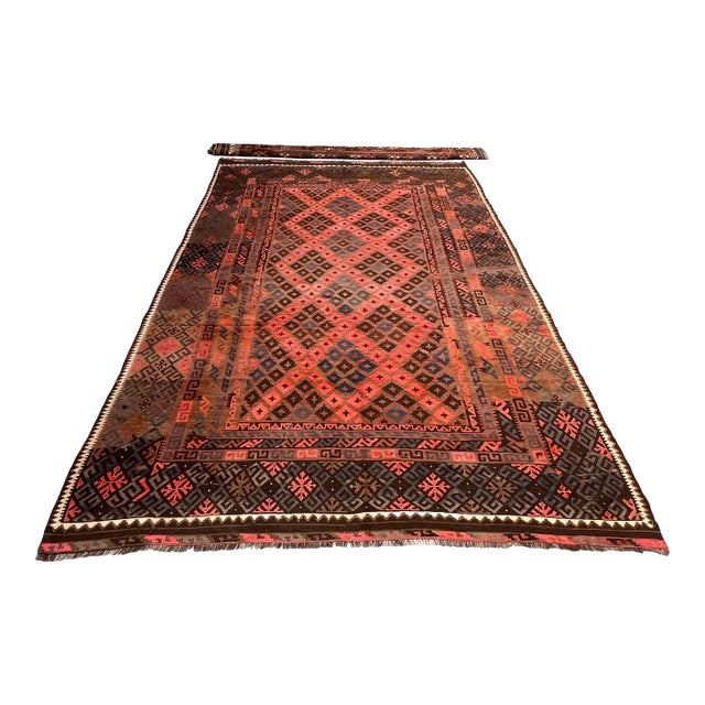 Vintage Afghan Hand-Woven Oversized Kilim Rug | Oriental Rare Palace-Size Tribal Wool Flatweave Rug For Sale