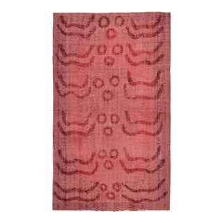 1970s Vintage Turkish Oushak Handmade Wool Cotton Red Area Rug For Sale