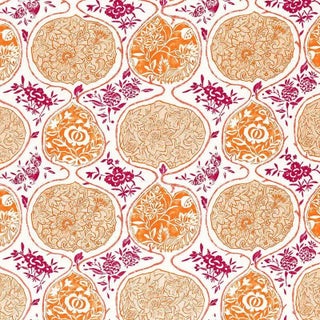Schumacher Katsugi Fabric in Tangerine & Berry For Sale
