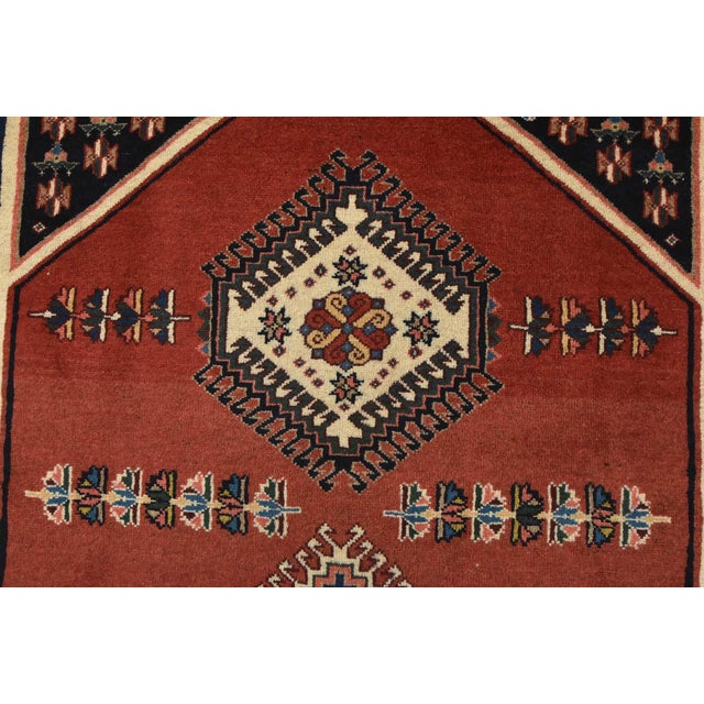 Red Yalameh Rug 3’3” X 4’9” Red Wool Vintage Tribal Hand-Knotted Oriental Carpet For Sale - Image 8 of 12