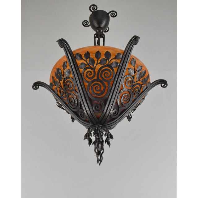 1920s French Art Deco Chandelier by Edgar Brandt & Daum - 1920s France For Sale - Image 5 of 13
