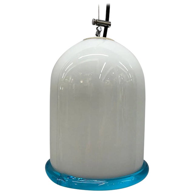 Pair of Murano Italy Glass Dome Top Pendant Lights by Lighting Company I3 For Sale