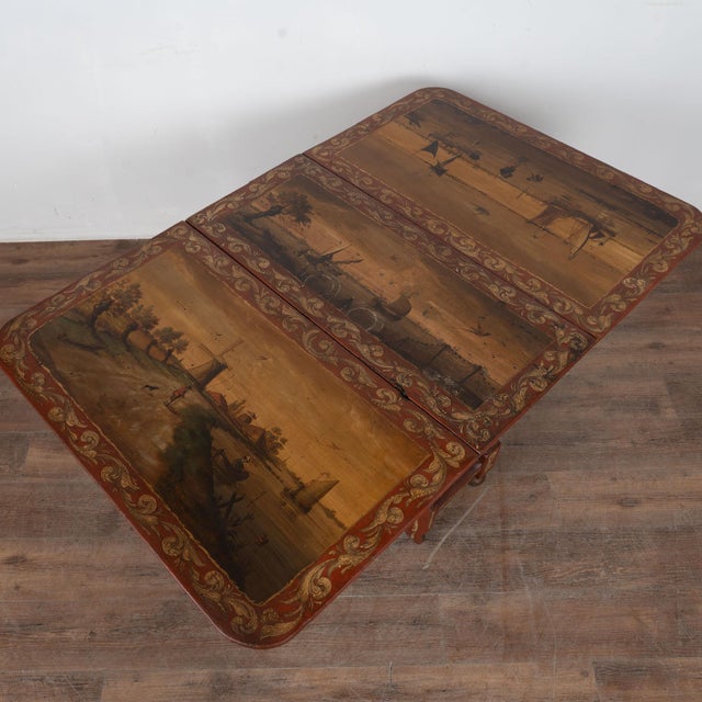 Early 19th Century Original Hand Painted Dutch Drop Leaf Table Console For Sale - Image 4 of 16