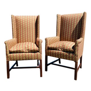 Vintage Mid Century Modern Upholstered Wing Chairs For Sale
