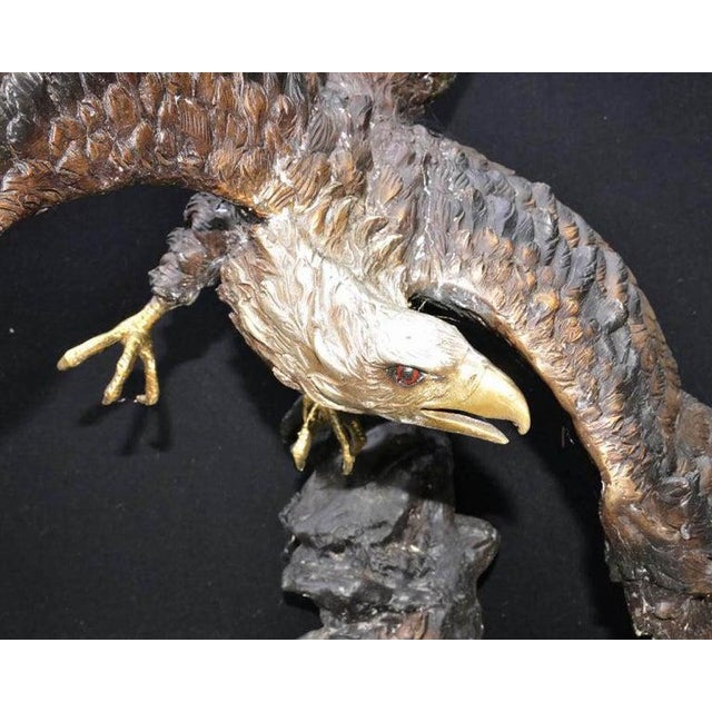 Metal Large 20th Century Bronze Sculpture of an American Bald Eagle For Sale - Image 7 of 8