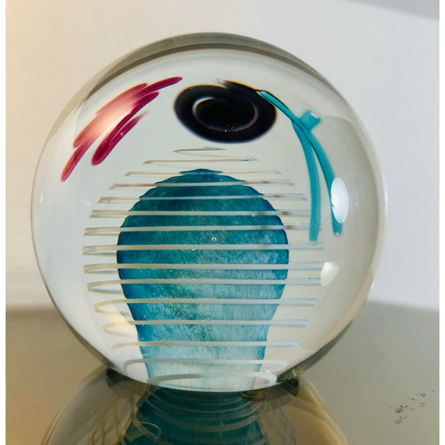Vintage 1980’s Abstract Art Glass Paperweight by Fine Line Studios For Sale - Image 4 of 11
