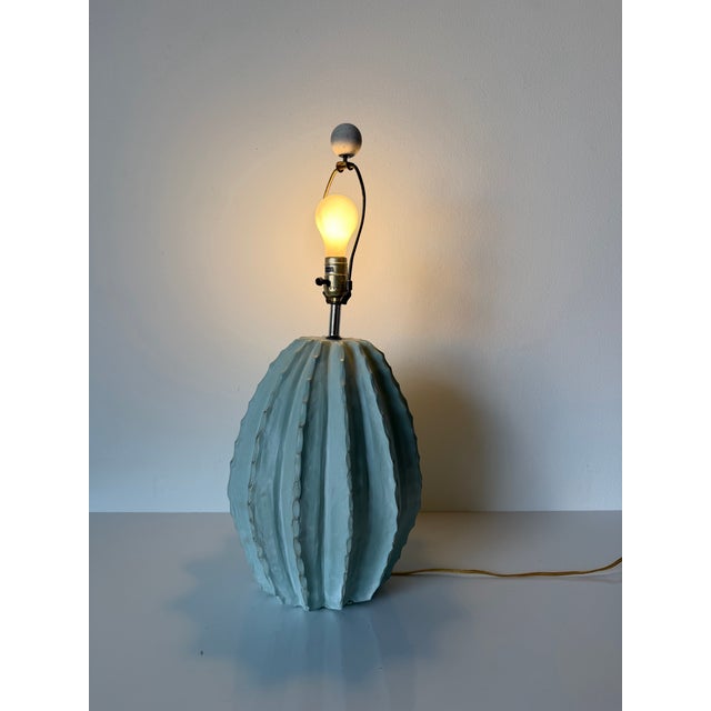 1980s Vintage Alsy Barrel Cactus Plaster Table Lamp For Sale - Image 4 of 12