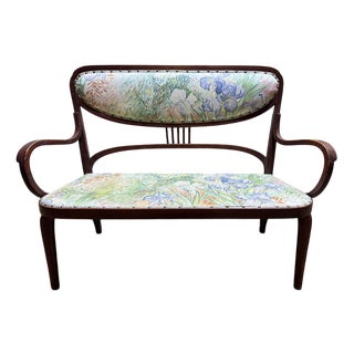 Upholstered Mahogany Bench from Thonet For Sale
