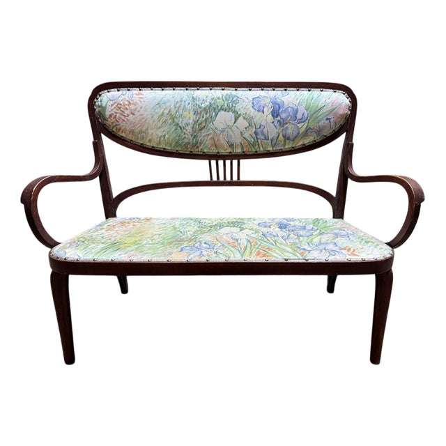 Upholstered Mahogany Bench from Thonet For Sale