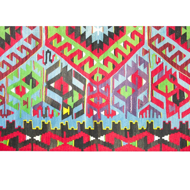Sky Blue Mid-20th Century Turkish Kilim Rug For Sale - Image 8 of 14