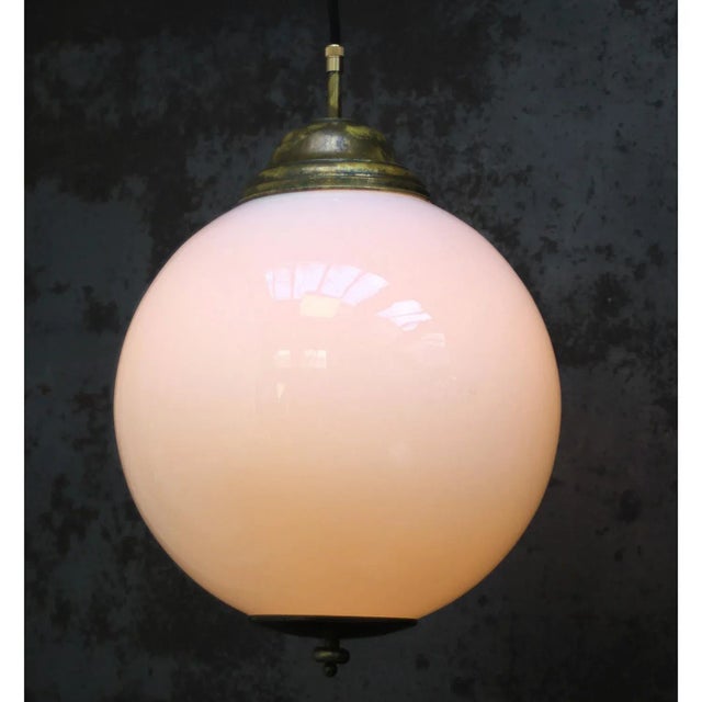 Opaline glass globe with Brass 2 meter black cotton flex Brass top and bottom E27 / E26 Up to 250V (Europe/UK...