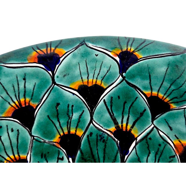 Vintage Hand Painted Talavera Mexico Ceramic Wall Platters, a Pair For Sale - Image 9 of 13