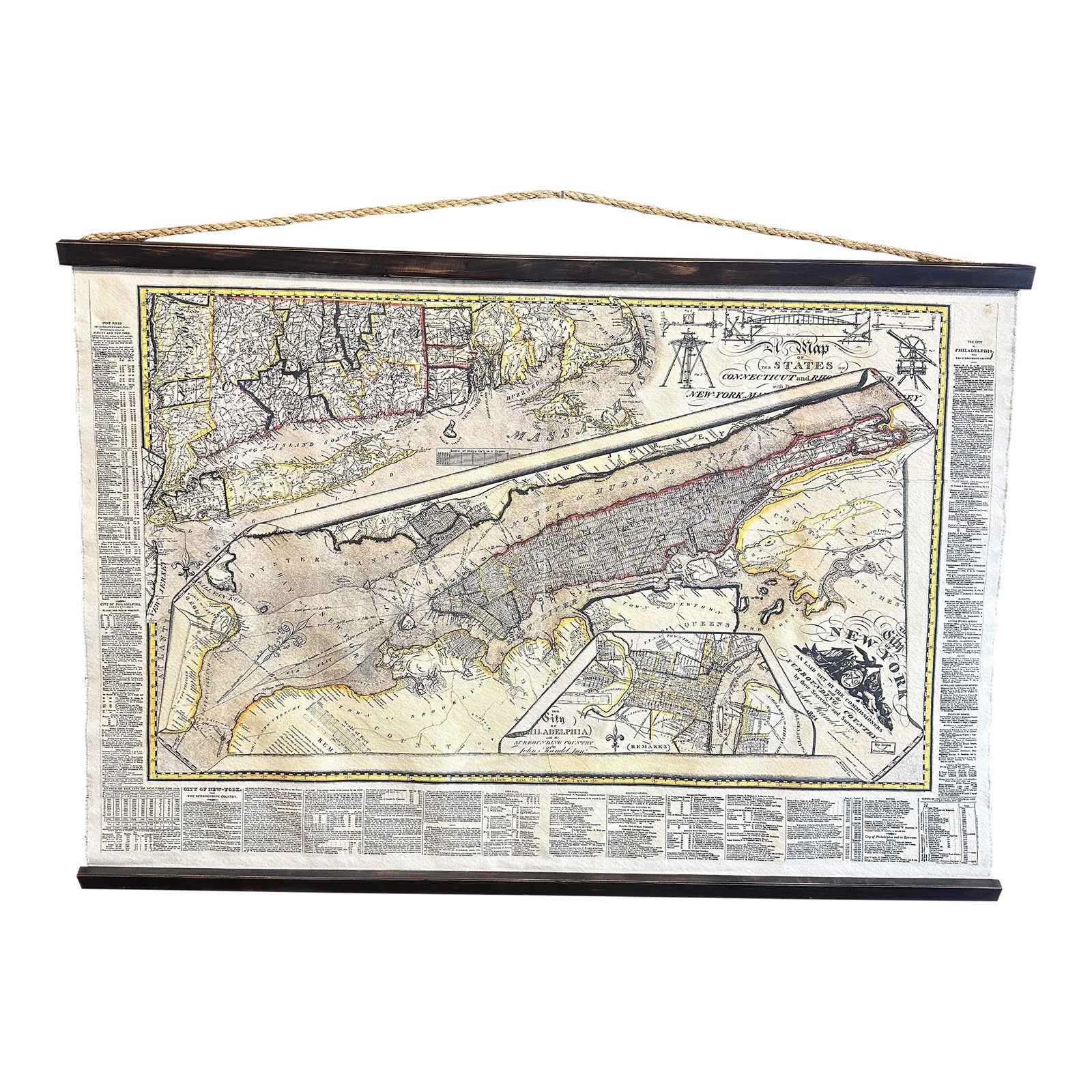 2000s New York City Canvas Map Vintage Reproduction | Chairish